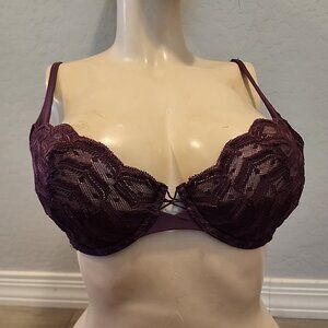 Very Sexy Victorias Secret Push Up Without Padding Bra 36D Maroon Underwire